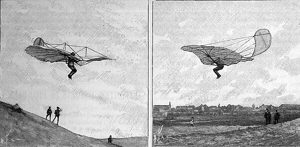 The flying aircraft of Otto Lilienthal (1848-1896), German aeronautics pioneer