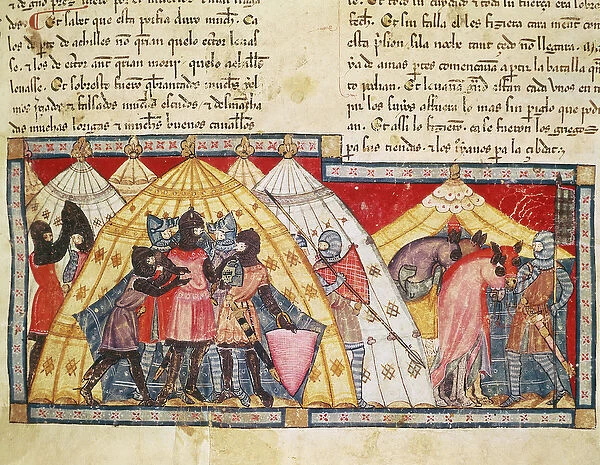 Fol. 69r The Imprisonment of Antenor, from the Codex Benito Santa Mora (vellum)