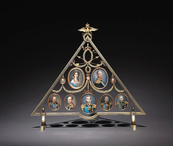 Frame for Nine Miniatures, firm of Peter Carl Faberge (1846-1920), 1896-1905 (gold
