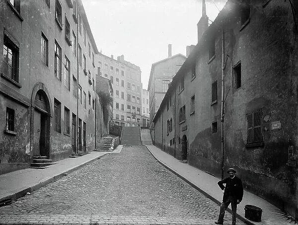 France, Rhone-Alpes, Rhone (69), Lyon: Quartier Saint Vincent, Montee des Carmelites, rue Masson, 1902