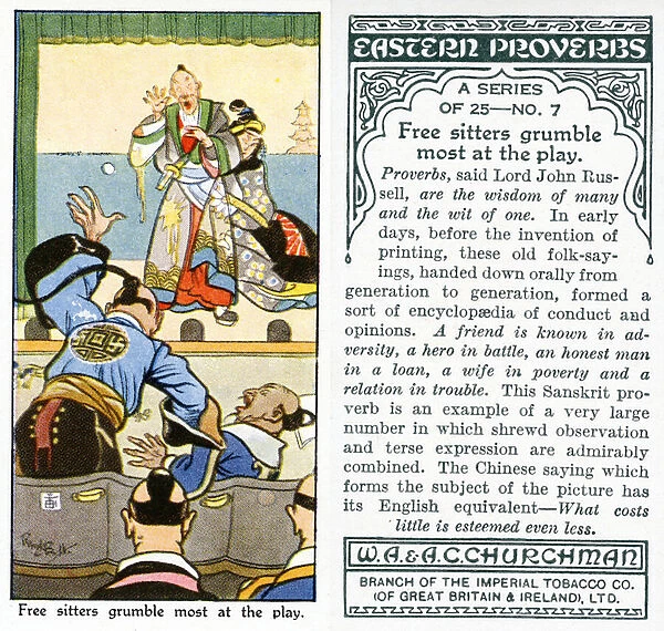 Free sitters grumble most at the play, 1931 (colour litho) (see also 498206)