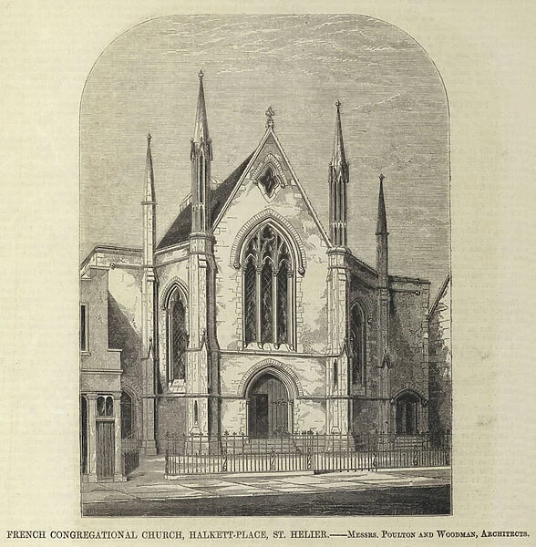 French Congregational Church, Halkett-Place, St Helier (engraving)