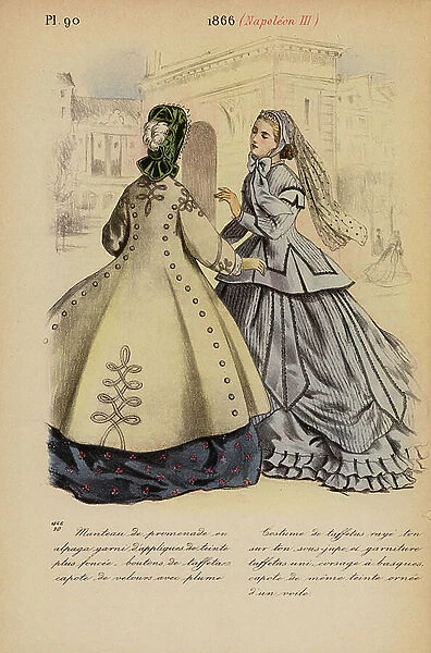 French fashion: 1866, Napoleon III (colour litho)