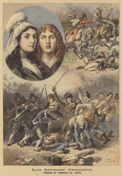 French heroines: Felicite and Theophile de Fernig (colour litho)