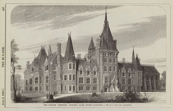 The French 'Hospice, 'Victoria Park, South Hackney, Mr R L Roumieu, Architect (engraving)
