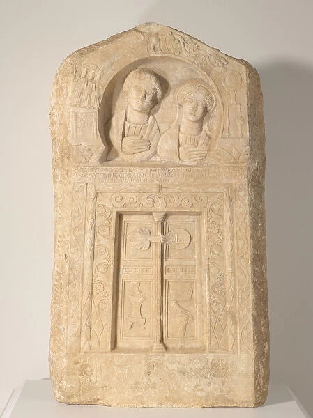 Funerary Stela of the Priest Dionysios and His Wife, Tertia, c. 240-260 (marble)