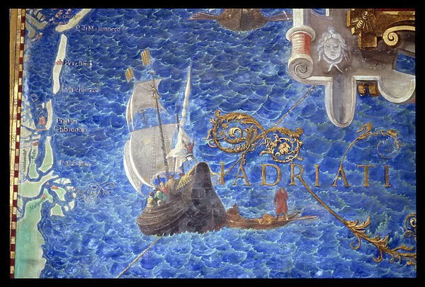 A galleon in the Adriatic, detail from the Galleria delle Carte Geografiche