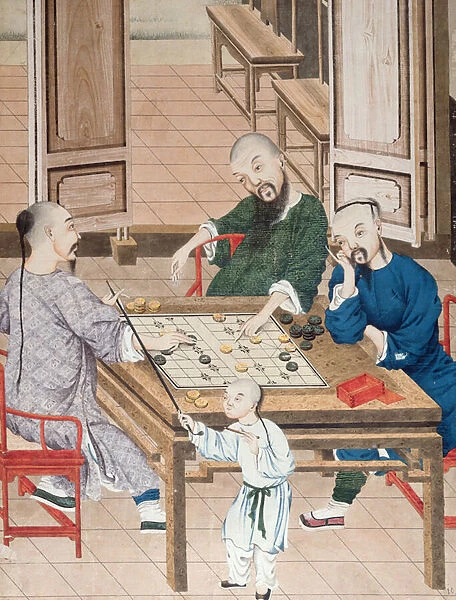 A game of strategy in China, late 18th century (w  /  c on paper)