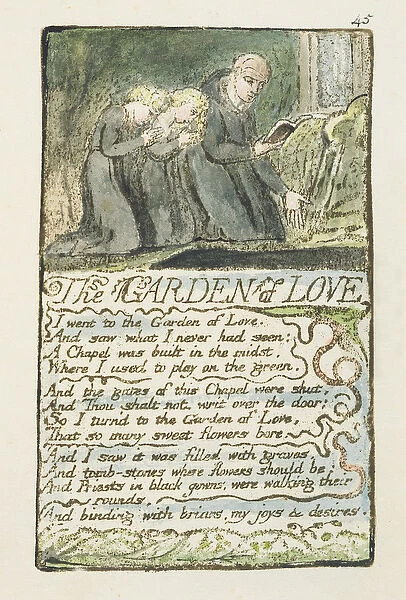 The Garden of Love, plate 45 (Bentley 44) from Songs of Innocence