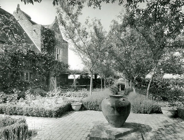 The garden by the Priest's House, Sissinghurst Castle, from The English Manor House (b / w photo)