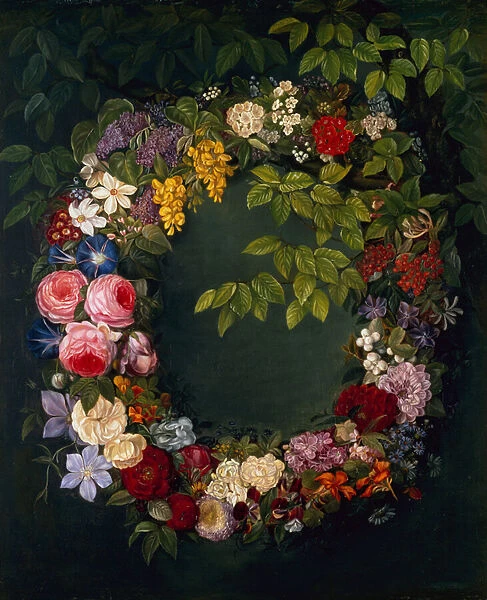 A Garland of Flowers (oil on canvas)