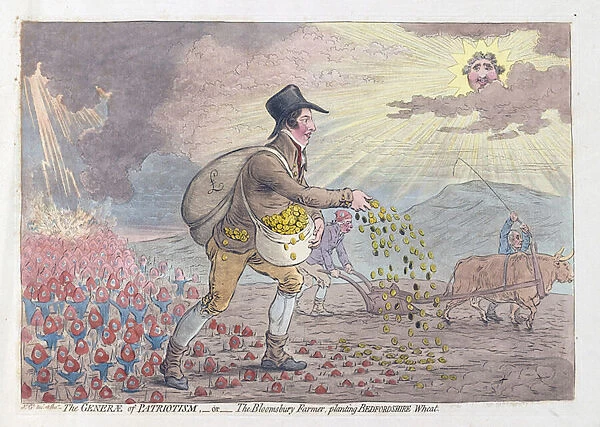 The Generae of Patriotism, or The Bloomsbury Farmer planting Bedfordshire Wheat, pub