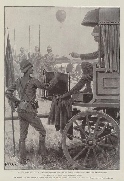 General Lord Methuen, with Colonel Douglas, Chief of his Staff, directing the Battle of Magersfontein (litho)