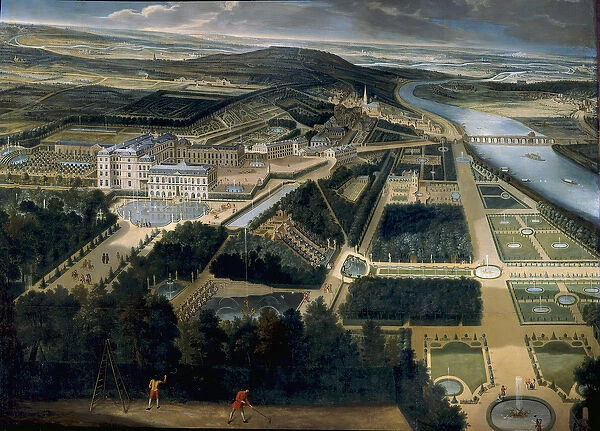 General view of the castle and gardens of Saint Cloud (Saint-Cloud