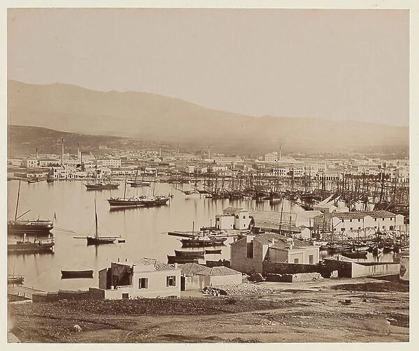 General view of the Piree, Athenes (Greece) - - Photography attributed to Athanasiou Konstantinos (1845-1898)