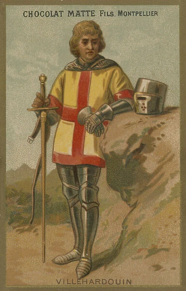 Geoffrey of Villehardouin, French soldier and historian (chromolitho)