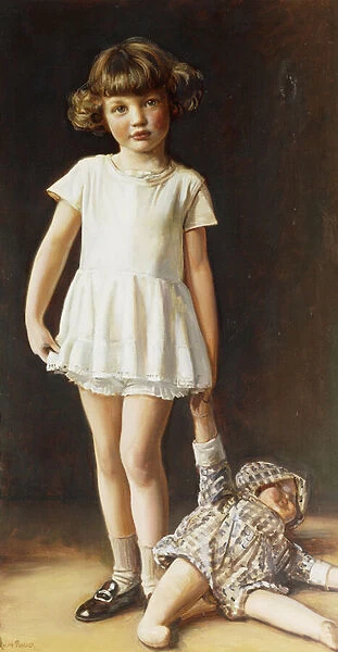 Girl with a Doll, (oil on canvas)