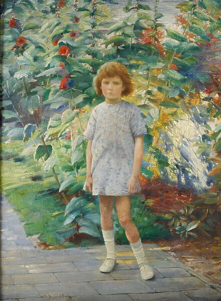 Girl in a Garden (oil on canvas)