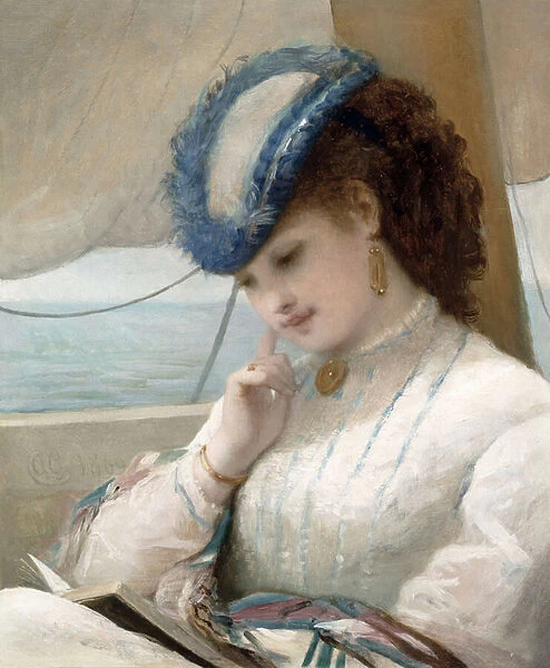 A Girl Reading in a Sailing Boat, 1869 (oil on canvas)