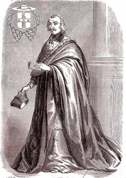 Giulio Raimondo Mazzarino, french cardinal and diplomat from italian origin.1865 (engraving)