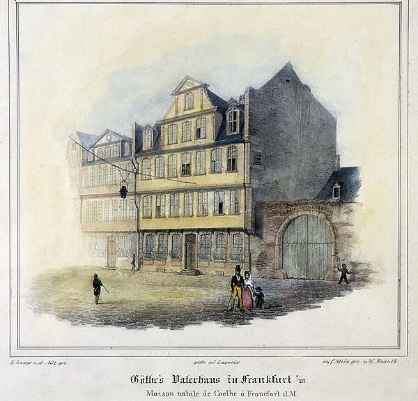 Goethes House in Frankfurt (colour litho)