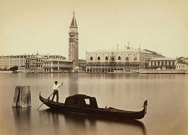 Gondolier in the lagoon of Venice