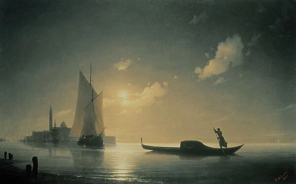 Gondolier at Sea by Night, 1843 (oil on canvas)