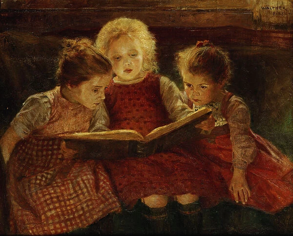 A Good Book, (oil on board)