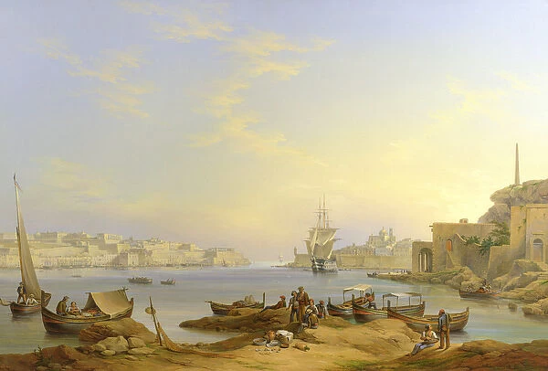 Grand Harbour, Valletta, Malta, 1850 (oil on canvas)
