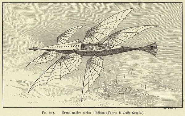 Grand navire aerien d Edison (d apres le Daily Graphic) (engraving)