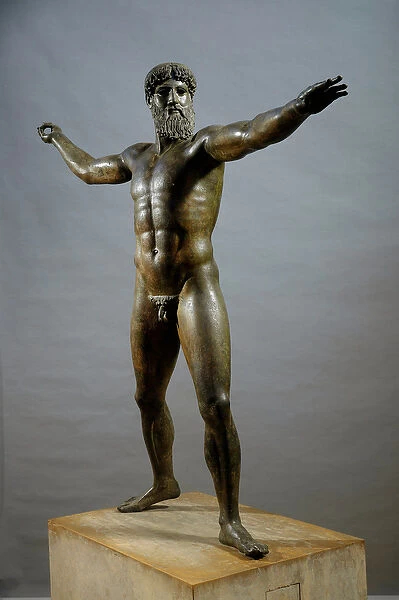 Greek Art: 'Poseidon'(or Zeus) - Bronze sculpture attributed to