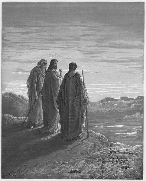 Gustave Dore Bible: Jesus and the disciples going to Emmaus #22260016