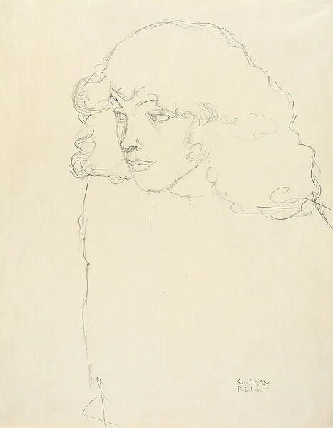 Half-length Portrait of a Girl in three-quarter profile, 1913 (pencil on paper)