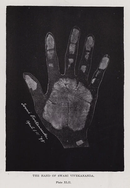 The hand of Swami Vivekananda (b  /  w photo)