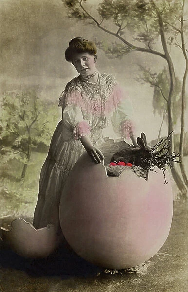 Hand-tinted Easter postcard from Eastern Europe, c. 1904