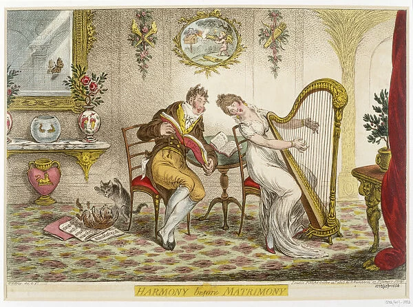 Harmony before Matrimony, published 1805 (coloured engraving)