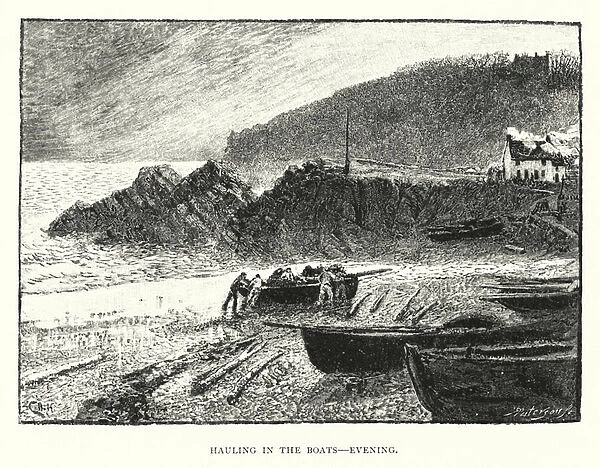 Hauling in the Boats, Evening (engraving)