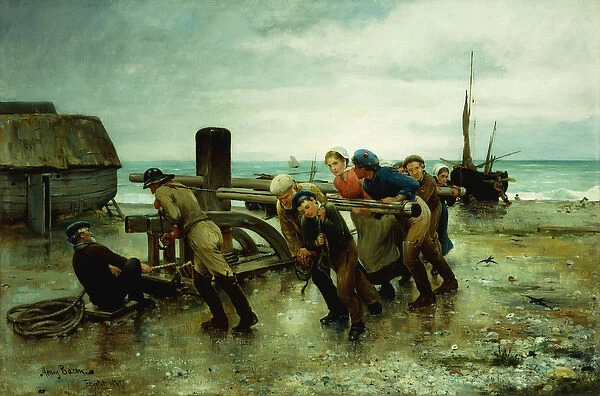 Hauling a Ship, 1887 (oil on canvas)