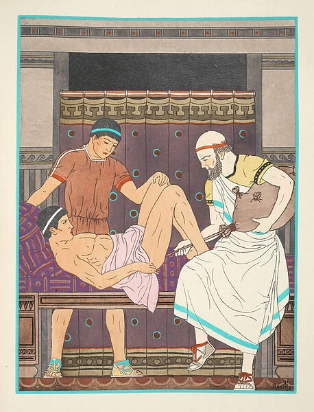 Having an enema, illustration from The Works of Hippocrates