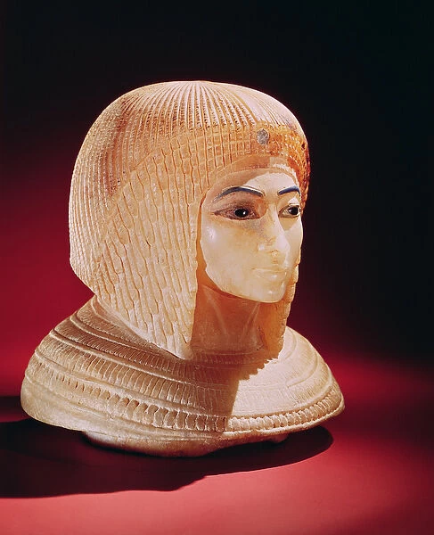 Head of a woman, believed to be Princess Kiya, New Kingdom (alabaster)