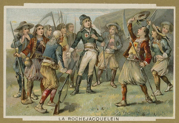 Henri de la Rochejacquelein addressing his soldiers, Vendee Revolt, French Revolution (chromolitho)