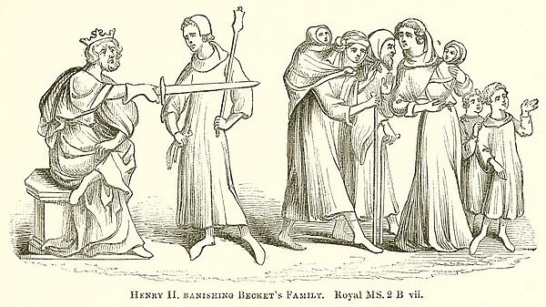 Henry II banishing Beckets Family (engraving)