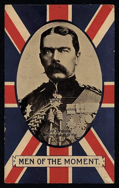 Herbert Kitchener, 1st Earl Kitchener, British Field Marshal and Secretary of State for War, 1914-1916 (colour litho)