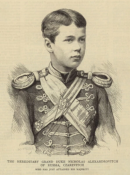 The Hereditary Grand Duke Nicholas Alexandrovitch of Russia, Czarevitch (engraving)