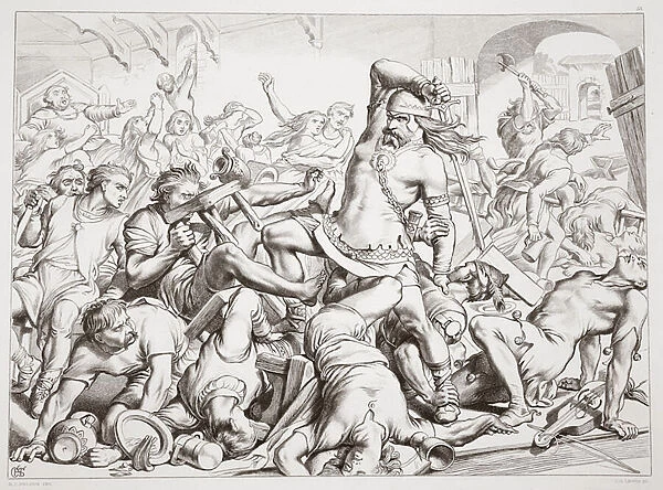 How Hereward cleared Bourne of Frenchmen, illustration from Hereward the Great by Charles
