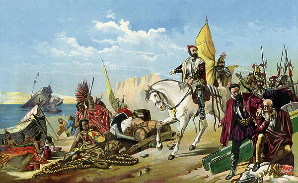 Hernando Cortes (Hernan Cortez, 1485-1547), Spanish conquistador, had his ships slashed to take away any chance of retreat from his men after his arrival in Mexico in 1519