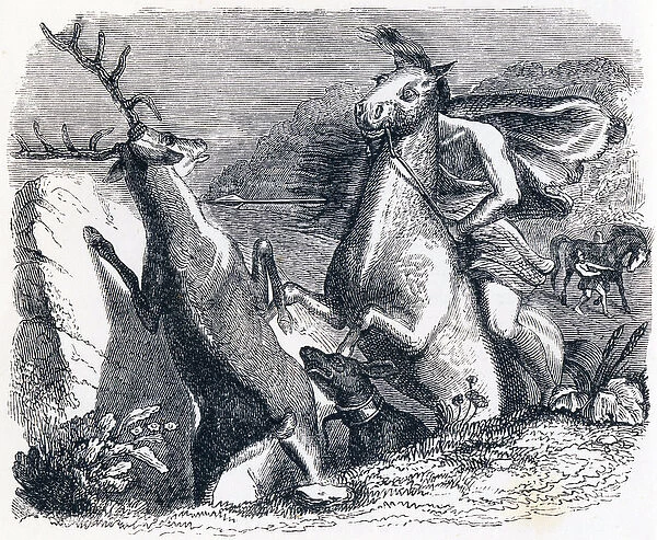 The horse wanted to avenge the deer (Le cheval s'etant voulu venger du cerf