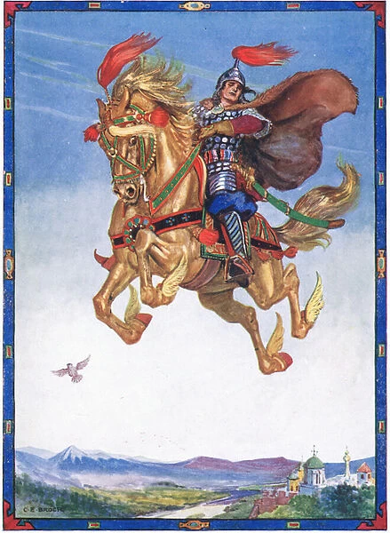 The horse went flying through the air, scene from The Knight of the Flowers