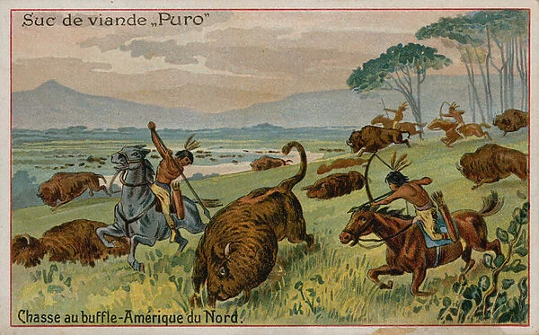 Hunting buffalo in North America (chromolitho)