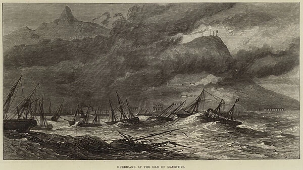 Hurricane at the Isle of Mauritius (engraving)